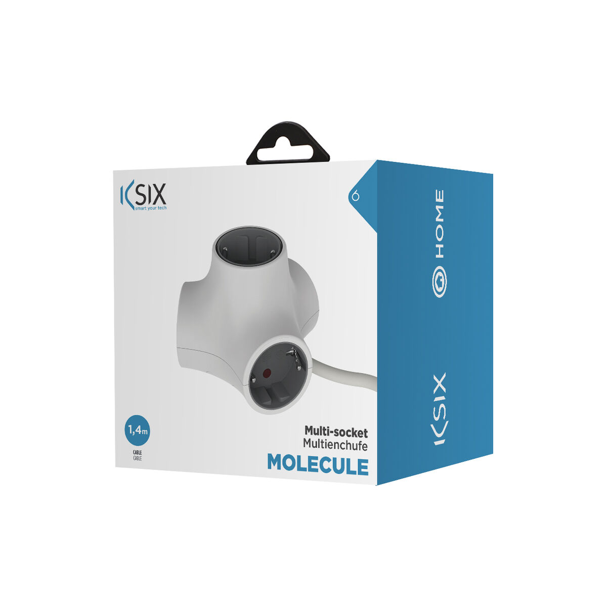 Regleta Enchufes 4 Tomas sin Interruptor KSIX MOLECULE Blanco